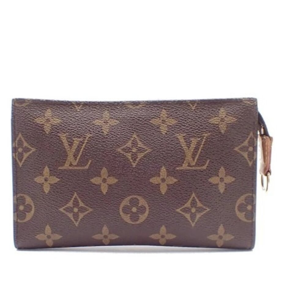 LOUIS VUITTON Logo BUCKET PM Pouch Bag Monogram Leather Brown France 60KB735 - Picture 1 of 14